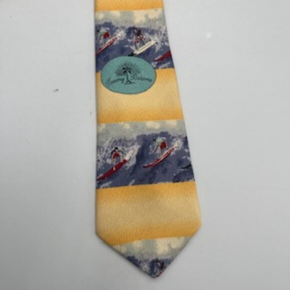 Tommy Bahama Necktie Off Island Collection Silk Yellow Surfer Tie Made USA - Picture 6 of 11